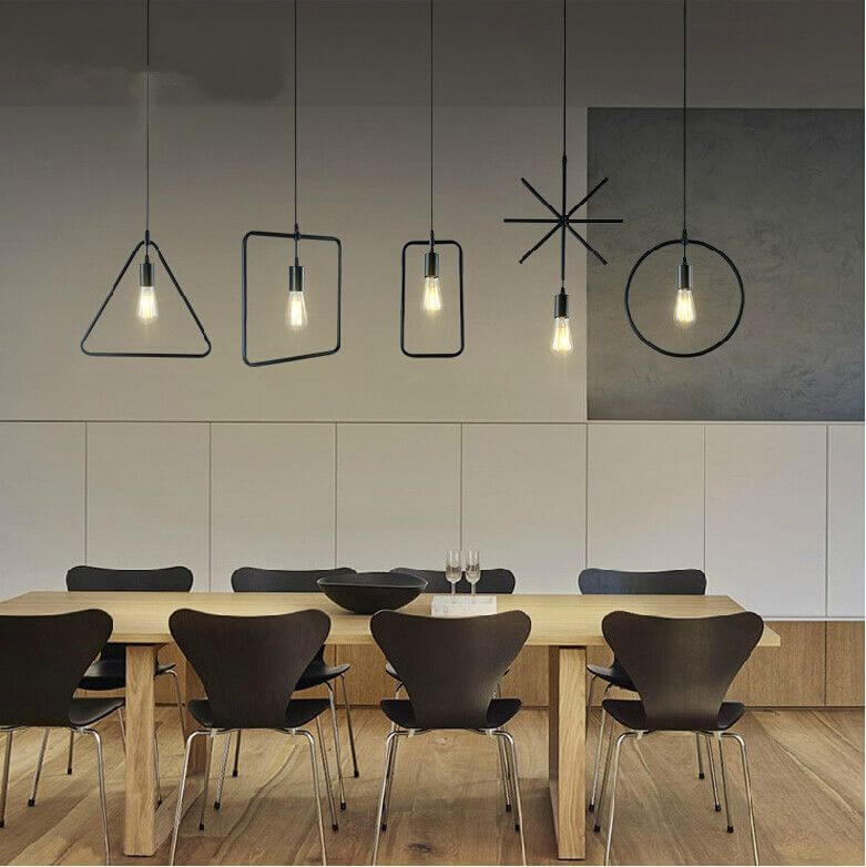 đèn thả khung sắt đơn giản dành cho quán cafe