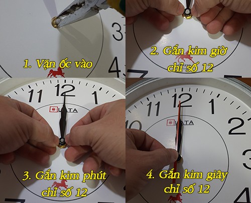 Cách gắn kim đồng hồ treo tường sau khi thay máy chuẩn nhất